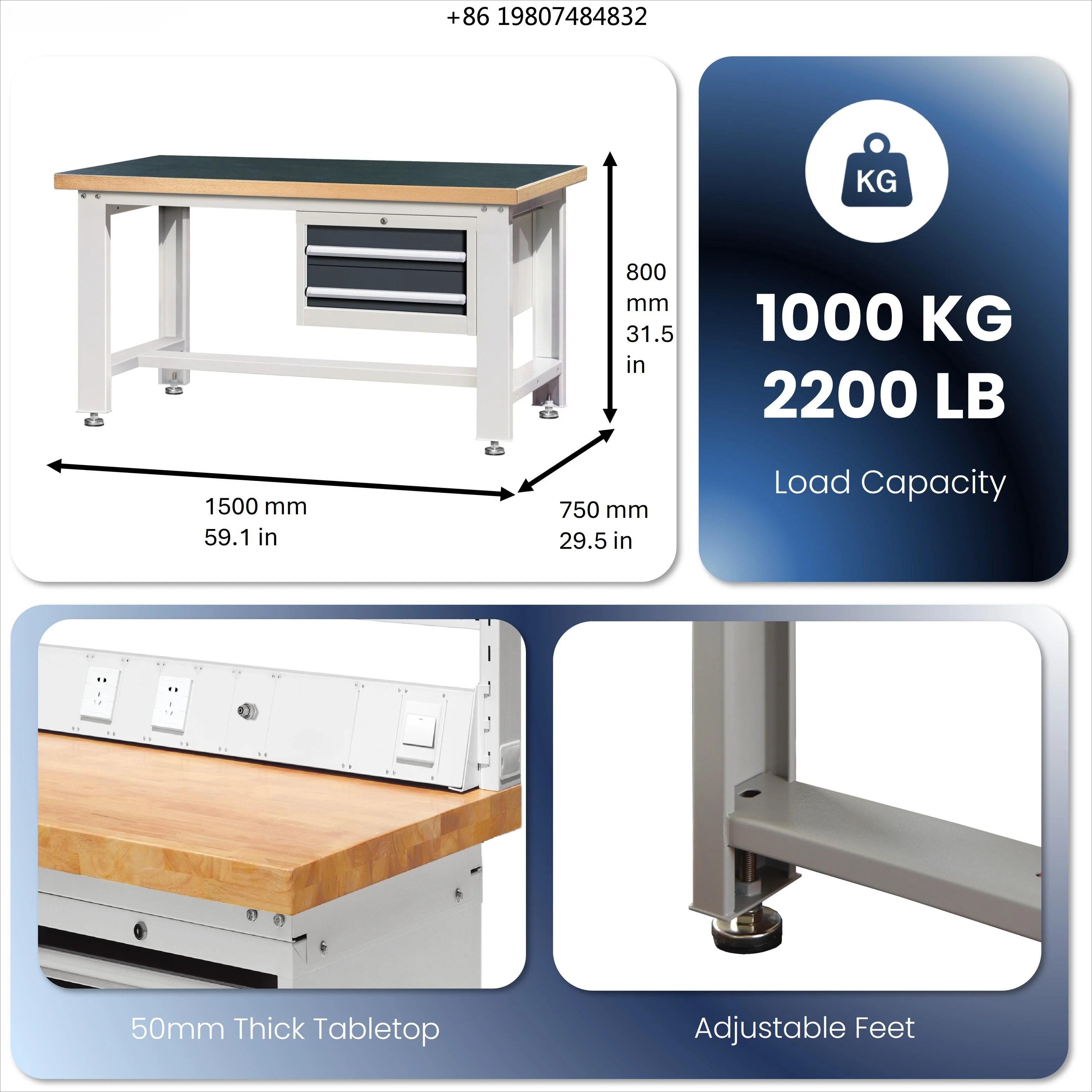 Heavy Duty Steel Workbench Garage Workshop Workbench with Storage Modular Workbench Sturdy Workstation Electronic