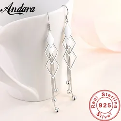 Fashion 925 Sterling Silver Long Earrings Diamond-Shaped Geometric Earrings For Women'S Wedding Charm Jewelry Gifts