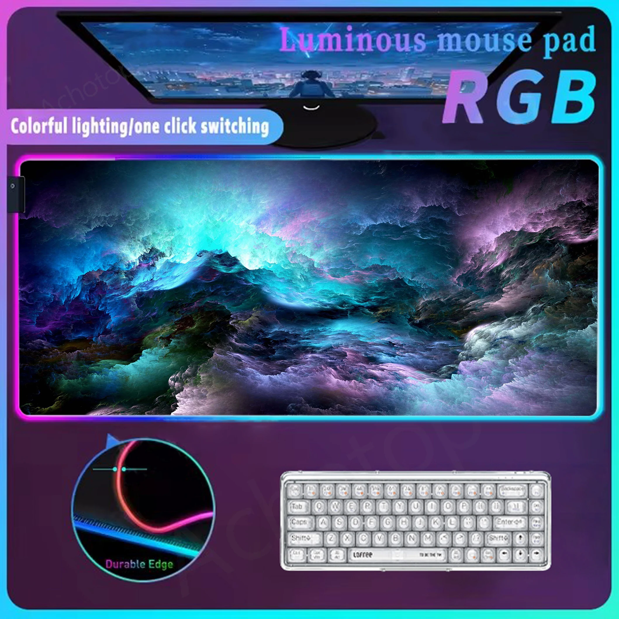 

Space Mouse Mat Led Mousepad Rgb Desk Mat Glow Personality Mouse Pad Computer Gamer Tapis De Souris Xxl Led Carpet Mat 100x50CM