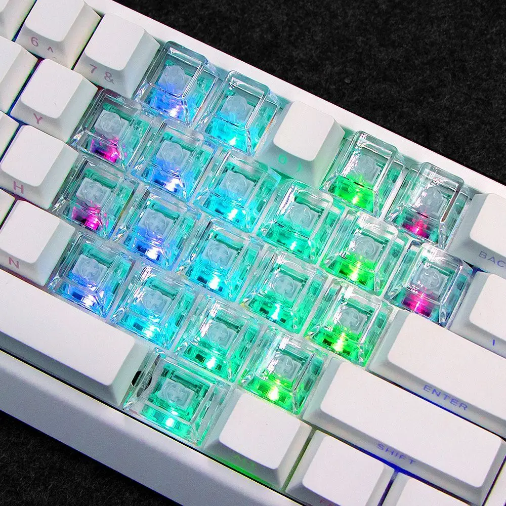 Heart-shaped Transparent Keycaps Cherry Profile PC Material Keycap 21Keys Customized MX Mechanical Keyboard DIY Backlit Key Caps