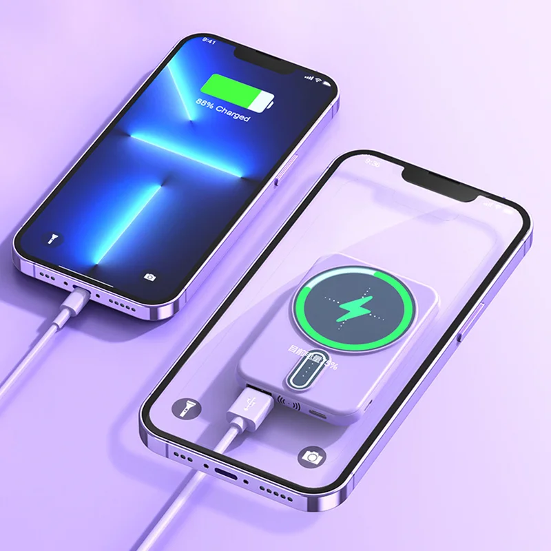 OnePlus 50000mAh بنك طاقة لاسلكي مغناطيسي 22.5W PD شحن سريع للغاية شاحن بطارية محمول آيفون هواوي سامسونج