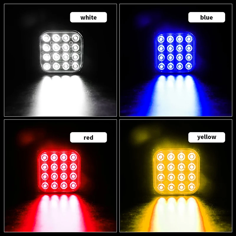 1x Led Strobe Warning Light Strobe Grille Flash Truck Lamp Traffic Light 12-24V Car Light Square Side Maker Lights