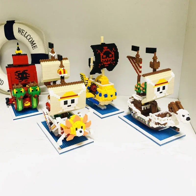 ZMS Anime One Piece Going Merry Thousand Sunny Nine Snake Pirate Ship Submarine Mini Diamond Blocks Bricks Building Toy No Box