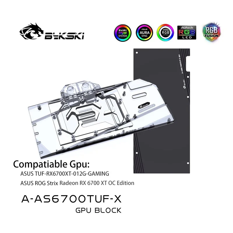 

Bykski Gpu Water Cooling Block for ASUS ROG STRIX Radeon RX6700XT OC Edition/TUF O12G GMING/Copper Radiator/A-AS6700TUF-X