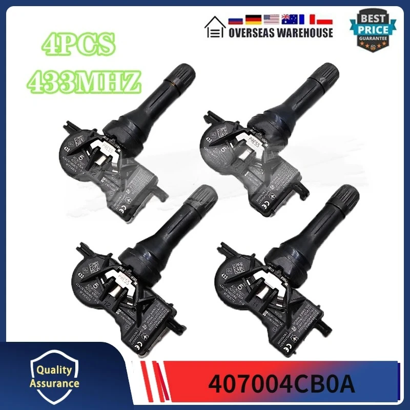 

4Pcs Tyre Monitring Senor For Renault Espace Kadjar 2026 Koleos Megange TIRE AIR PRESSURE SENSOR 433MHZ 40700-4CB0A 407004CB1B