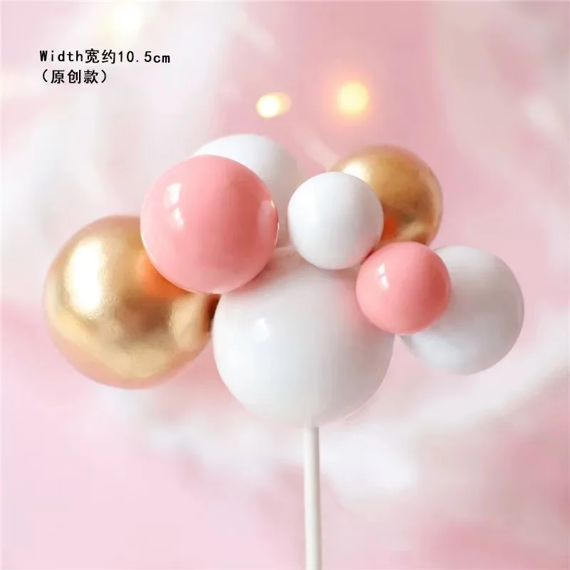 Multicolor Foam Ball Cake Topper Cloud Cake Decor Birthday Party Kids Baby Shower Dessert Baking Decoration Wedding Cake Decor