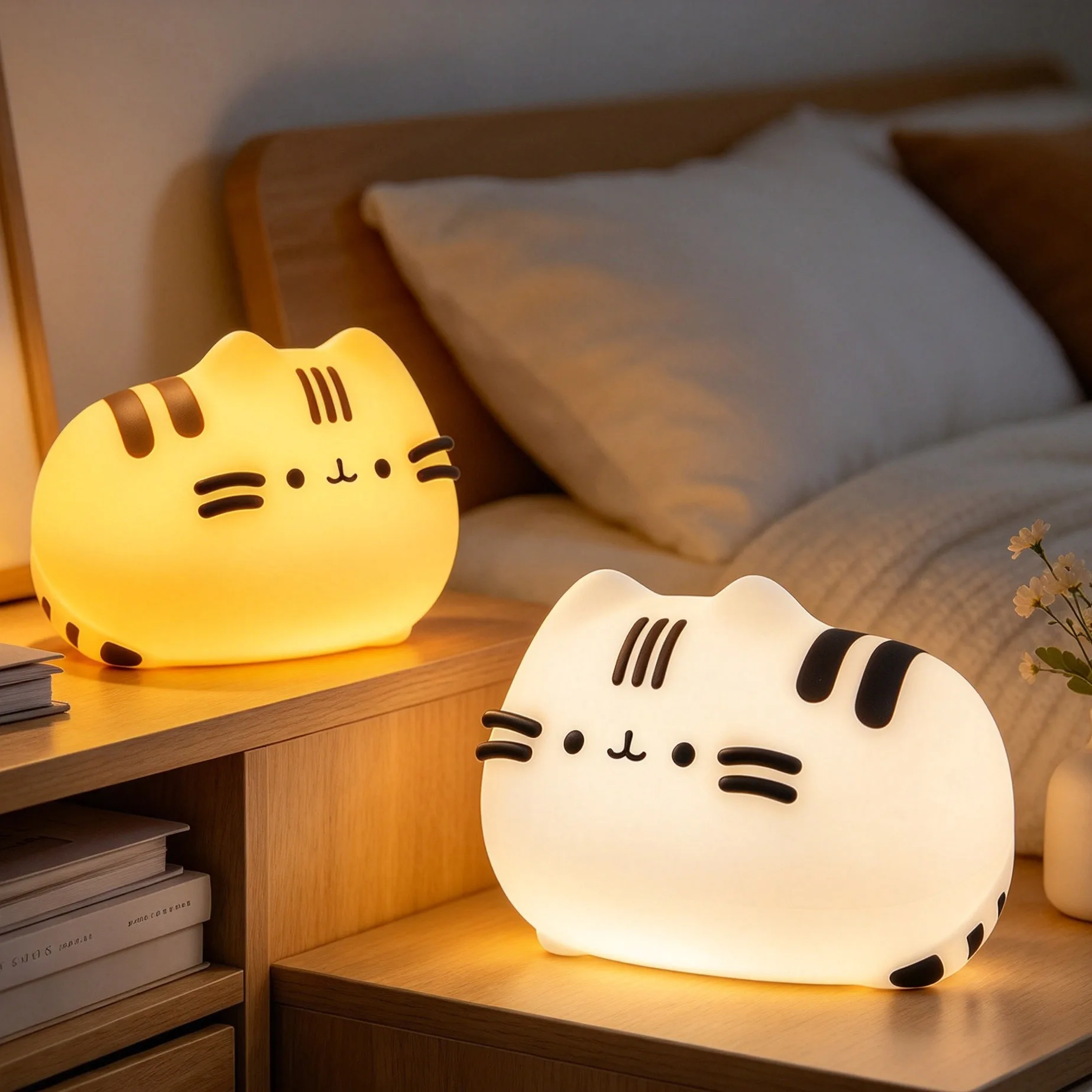 Luminária noturna de silicone, com luz suave, que protege os olhos, ideal para colocar na mesa de cabeceira, recarregável, luminária decorativa para o quarto, presente para as festas.