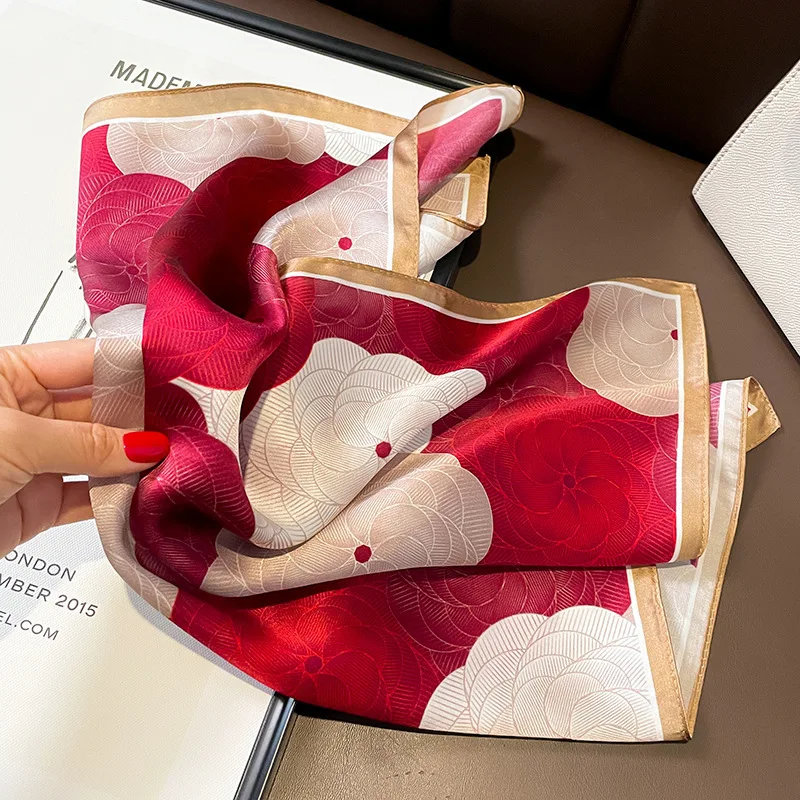 New Korean-Style Stitching Three-Dimensional Overlapping Rose Mulberry Silk Scarf Female 53 Small Square Towel Temperament Arm