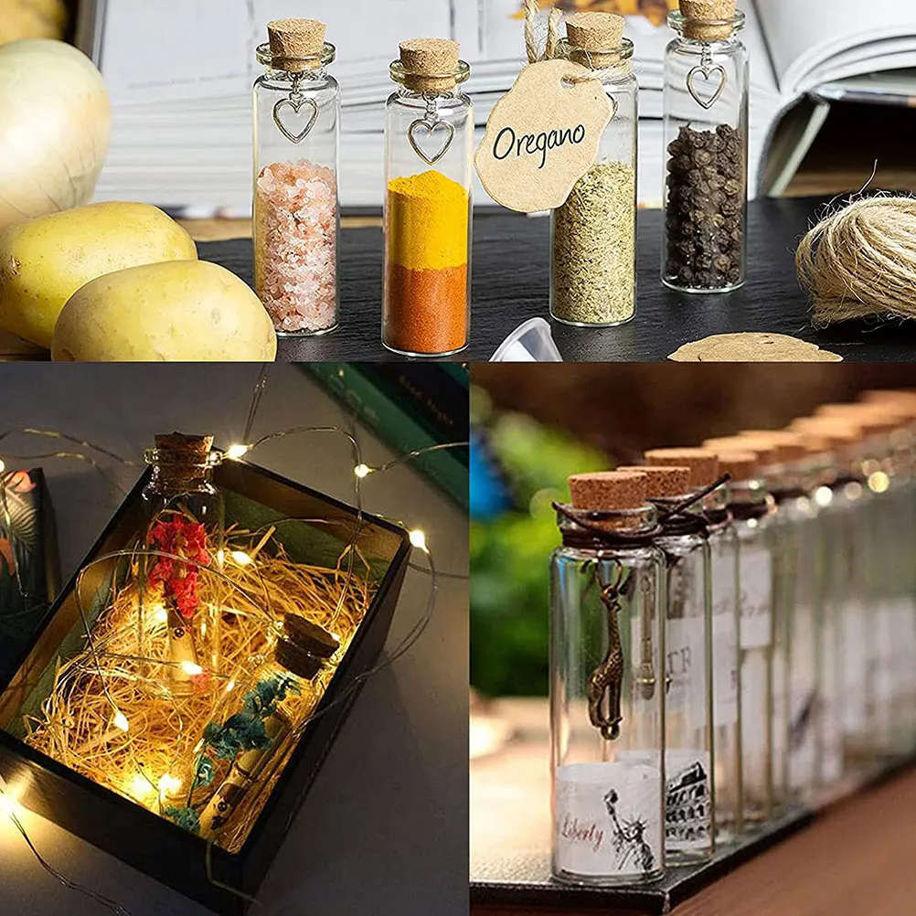 

24pcs Mini Glass Bottles with Cork Stoppers Jars DIY Wishing Bottle Decorative Storage Vials Baby Teeth