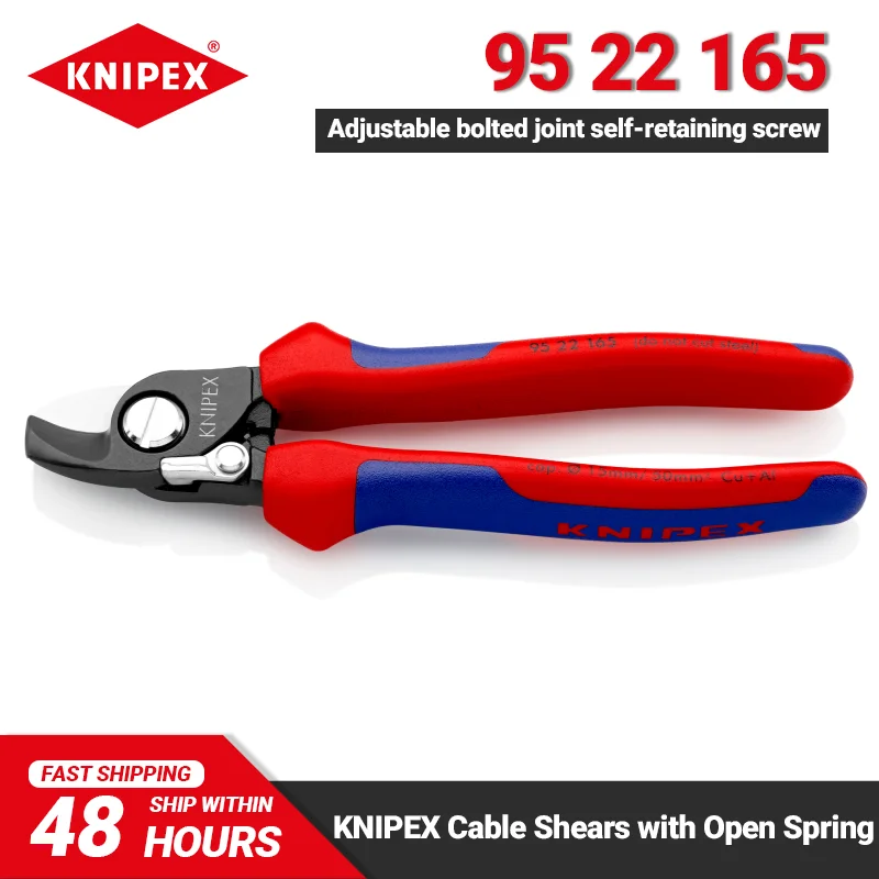 

KNIPEX 95 22 165 Cutting Pliers 180mm Length Adjustable Bolted Joint Cable Shears with Opening Spring Clean and Smooth Cutting