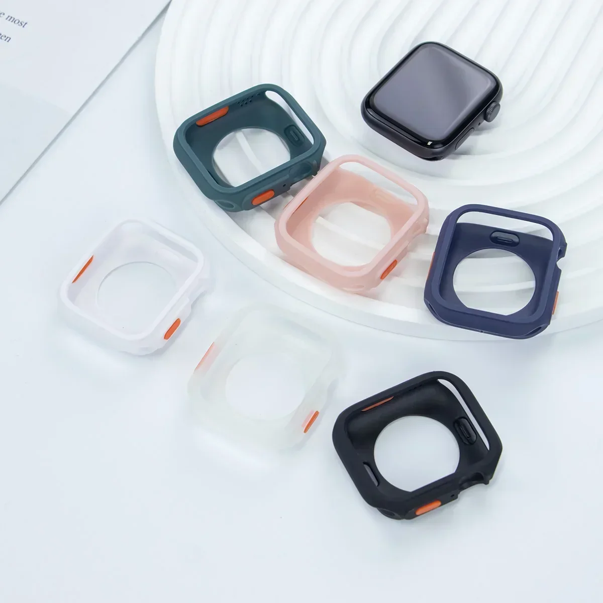 غطاء ناعم جديد لساعة أبل 9 8 7 45/41 مللي متر حافظة من البولي يوريثان حامي الهيكل العظمي لسلسلة IWatch 5 6 Se 44 40 مللي متر تغيير إلى Ultra2 49 مللي متر