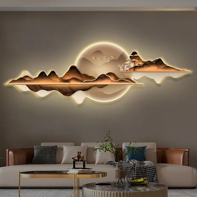 The living room LED wall lamp, sofa background wall, light luxury and high-end sense light painting, modern and simple bedroom m