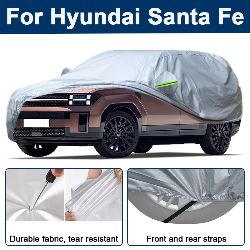 

Outdoor Full Car Cover For Hyundai Santa Fe with Reflective Strips Waterproof Snowproof Dustproof UV Protection Auto Accessories