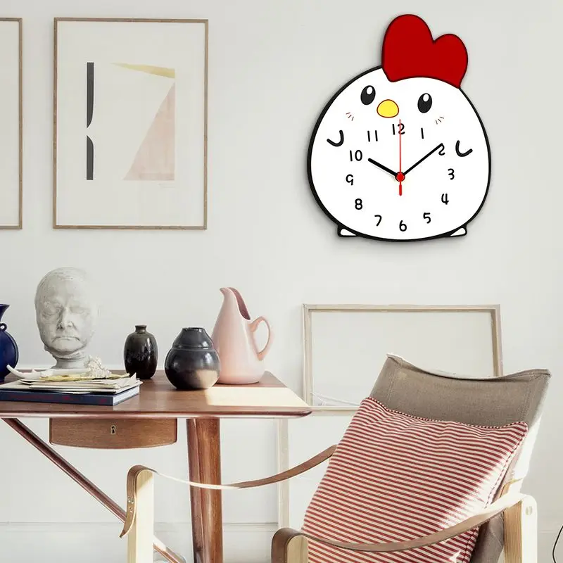 Cartoon Chick Hanging Wall Clock, Silent Watch, Cute, Decoration for Home, Living Room, Bedroom, Children's Room Decor