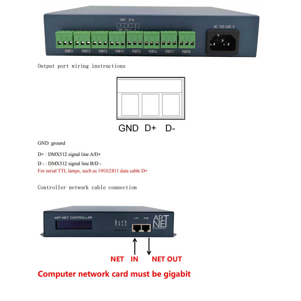 Jinx! Resolume 1.0Gbps Transmission ARTNET To SPI Pixel 8port Led Controller Online Player Madrix Effect Rate Of Gigabit Network