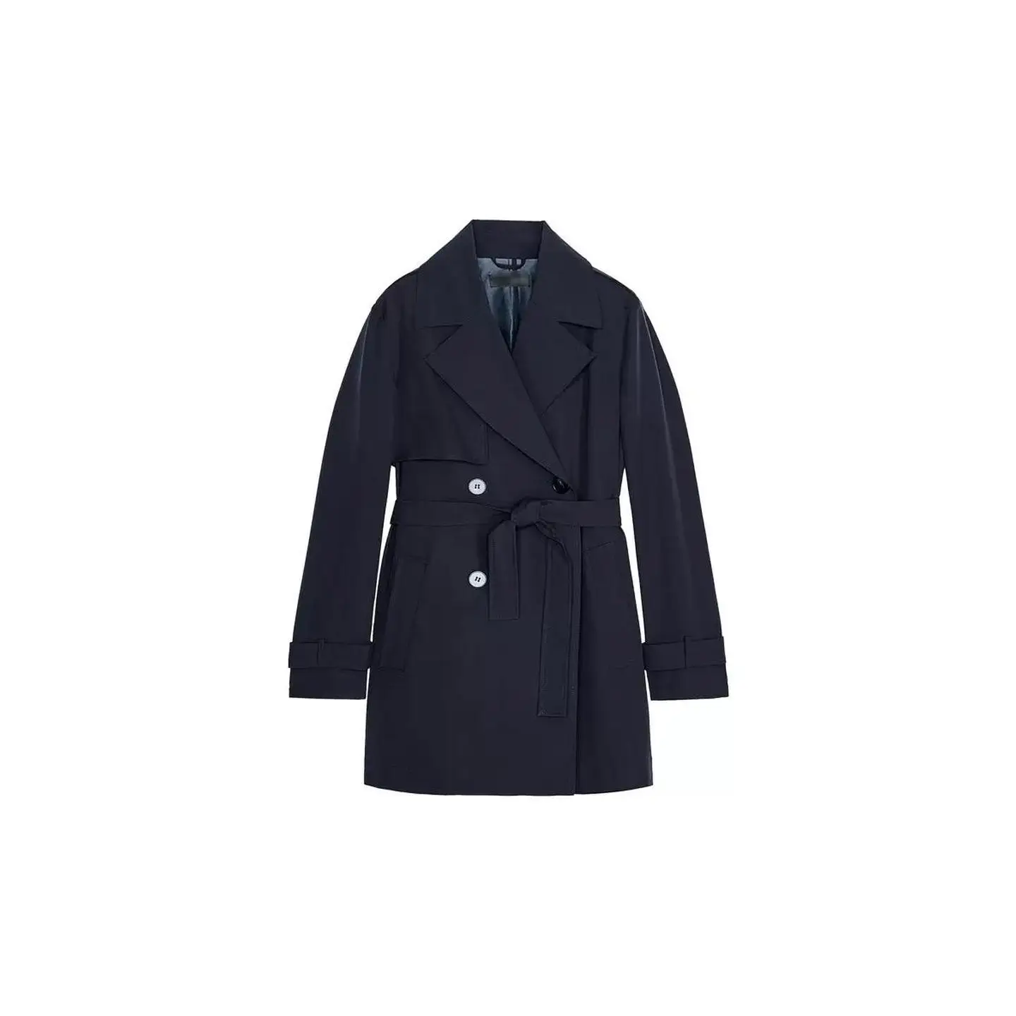 معطف Ele Long Sve مع زخرفة حزام وياقة على شكل حرف f وسترة واقية للخريف ورفيعة عادية #2