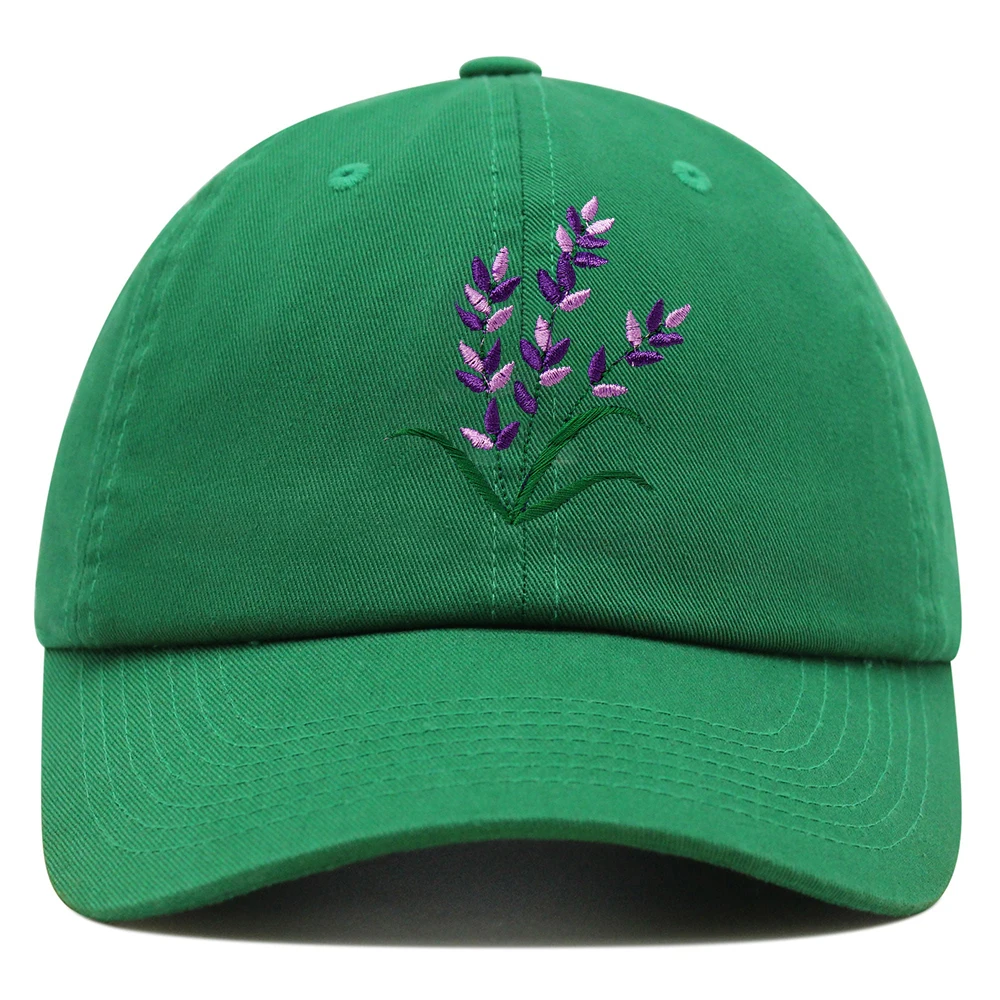 Lavender Embroidered Mom Hat Purple Blue Flower Baseball Cap Woman Summer Plant Trucker Hat Cotton Adjustable