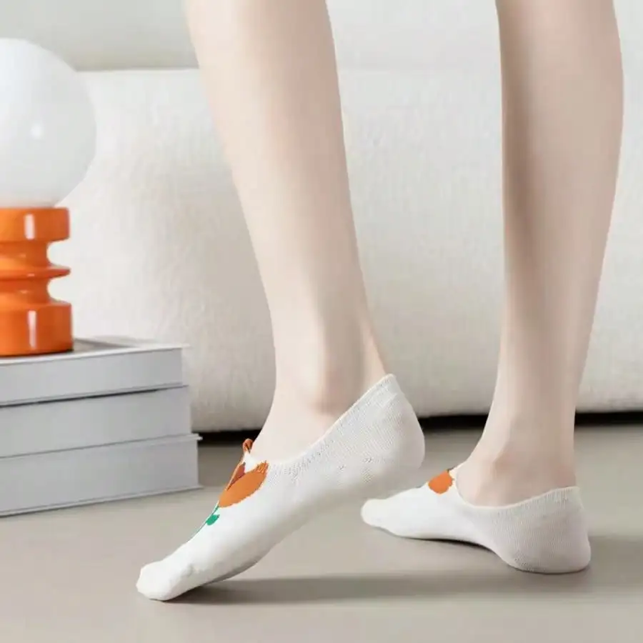5 Pairs Women Socks Spring Summer Thin Candy Colors Cartoon Flower Boat Socks Female Cute Shallow Mouth Invisible Socks image 2