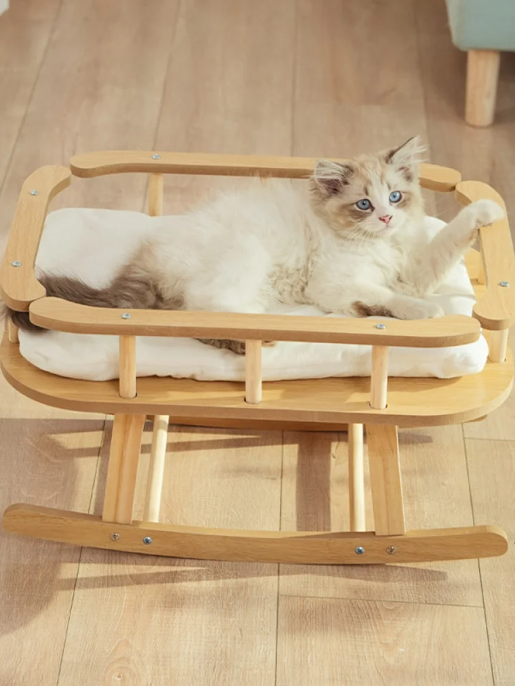 

Cattery Cat Bed Wooden Pet Hammock Cradle All-season Availability Cat Swing Queen Shaker Puppy Bed Supplies Pet Accessories