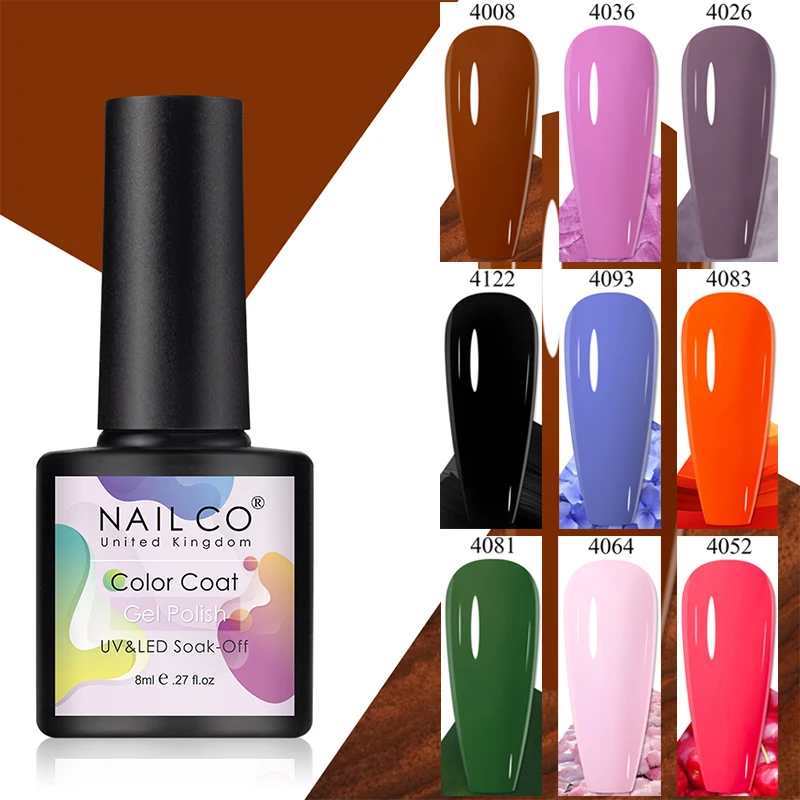 NAILCO 8 مللي الفن جيل للأظافر البولندية شبه دائم نقع قبالة الأشعة فوق البنفسجية هلام الورنيش ل مانيكير تصميم مسمار الديكور معطف فوقي قاعدة مسمار