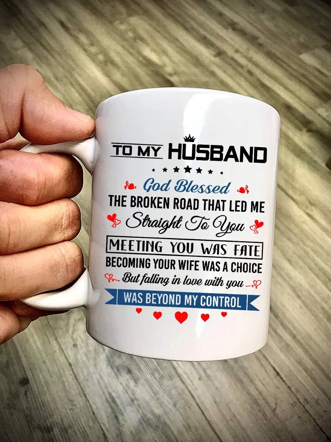 Funny coffee mug for my husband-I love you God bless the broken road, holiday gift novelty mark teacup 320ML