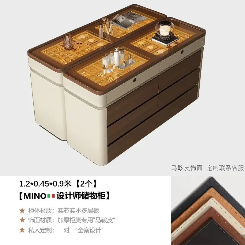 Modern Simple Saddle Leather Bucket Cabinet Bedroom Locker Bedside Storage CabinetL1