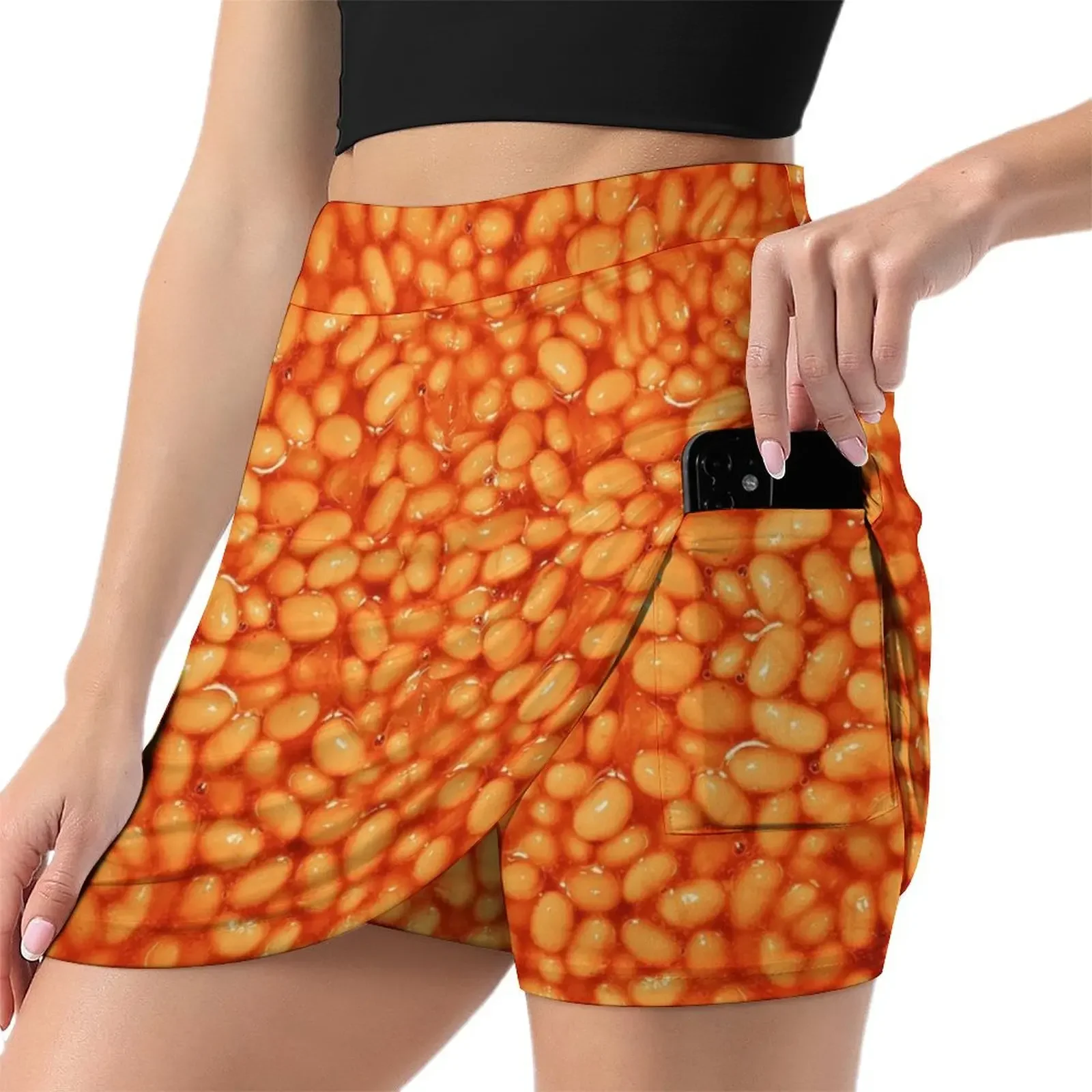 Baked Beans In Things Pattern Mini Skirt night club outfit Skirt pants Short skirt woman