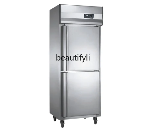 FreezerCommercial Vertical Double Door Stainless Steel Hotel Kitchen Cabinet Freezer Fast Frozen Refrigerator Fresh Refrigerator