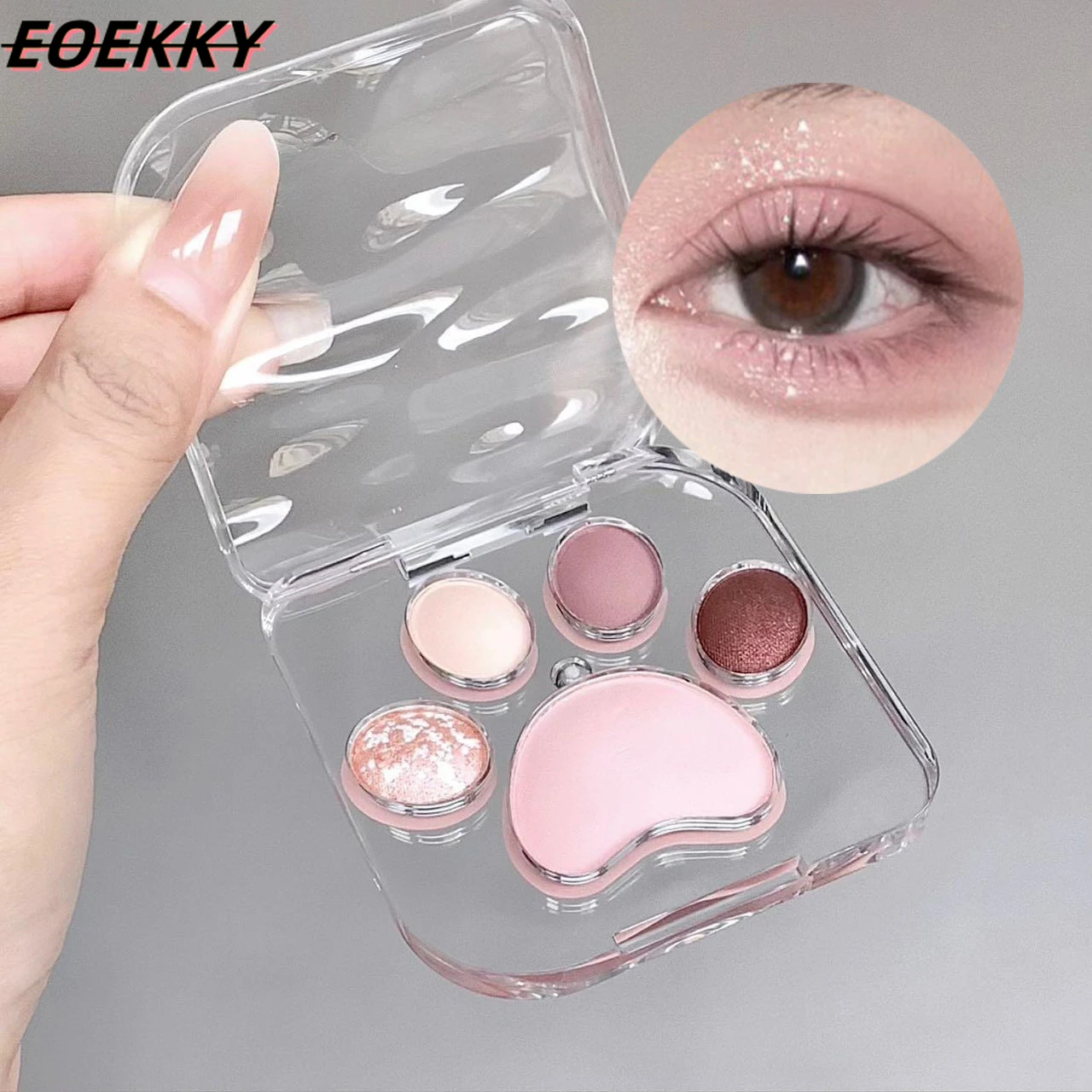 EOEKKY Placa de sombra de ojos de garra Rosa ilumina el gusano de seda para dormir, colorete en polvo de alto brillo, paleta de sombra de ojos de perla, cosméticos