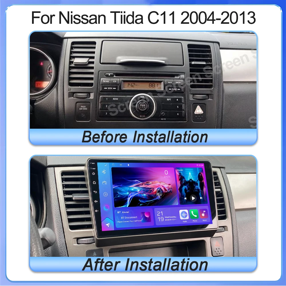 Android 15 Tesla Style Car Radio For Nissan Tiida C11 2004 - 2013 Multimedia GPS Stereo Player Navigation Vertical Screen WiFi