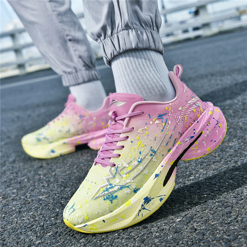 Men's Women Carbon Plate Sneakers Outdoor Soft Sole Mesh Sports Shoes Running Shoes Light Anti-Slip Casual Couple Tennis Shoes