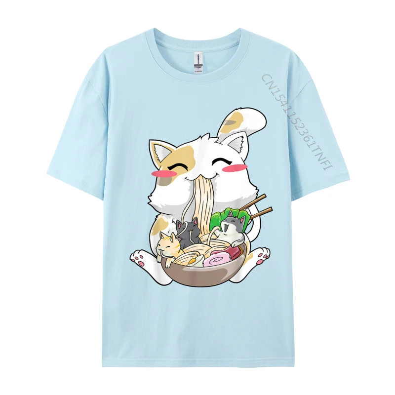 Ramen Cat Kawaii Neko Ramen Bowl Fashionable Printed Funny T Shirts Fall Cotton Tops Shirt for Men Tee-Shirts Normal Top Quality