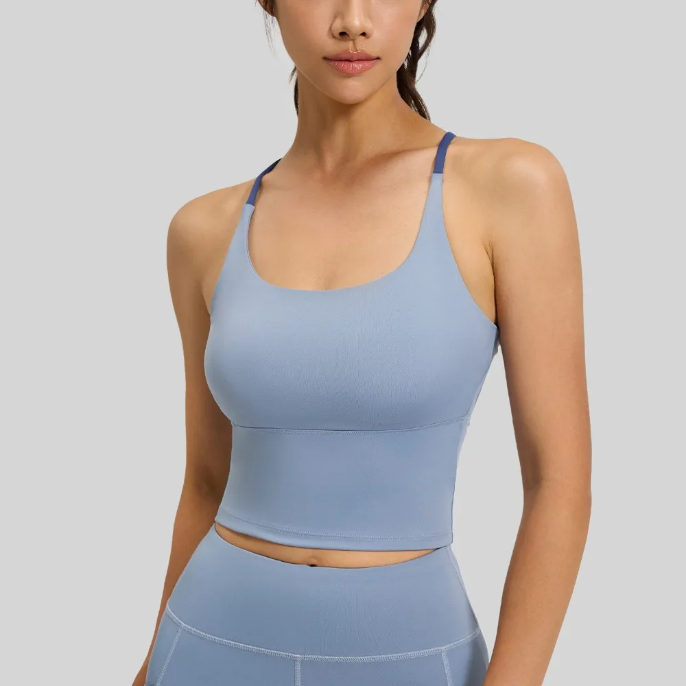 

High-Stretch Sensation Sports Bra for Women | Summer Yoga Bra with Padded Removable Cups & Racerback Tank Top