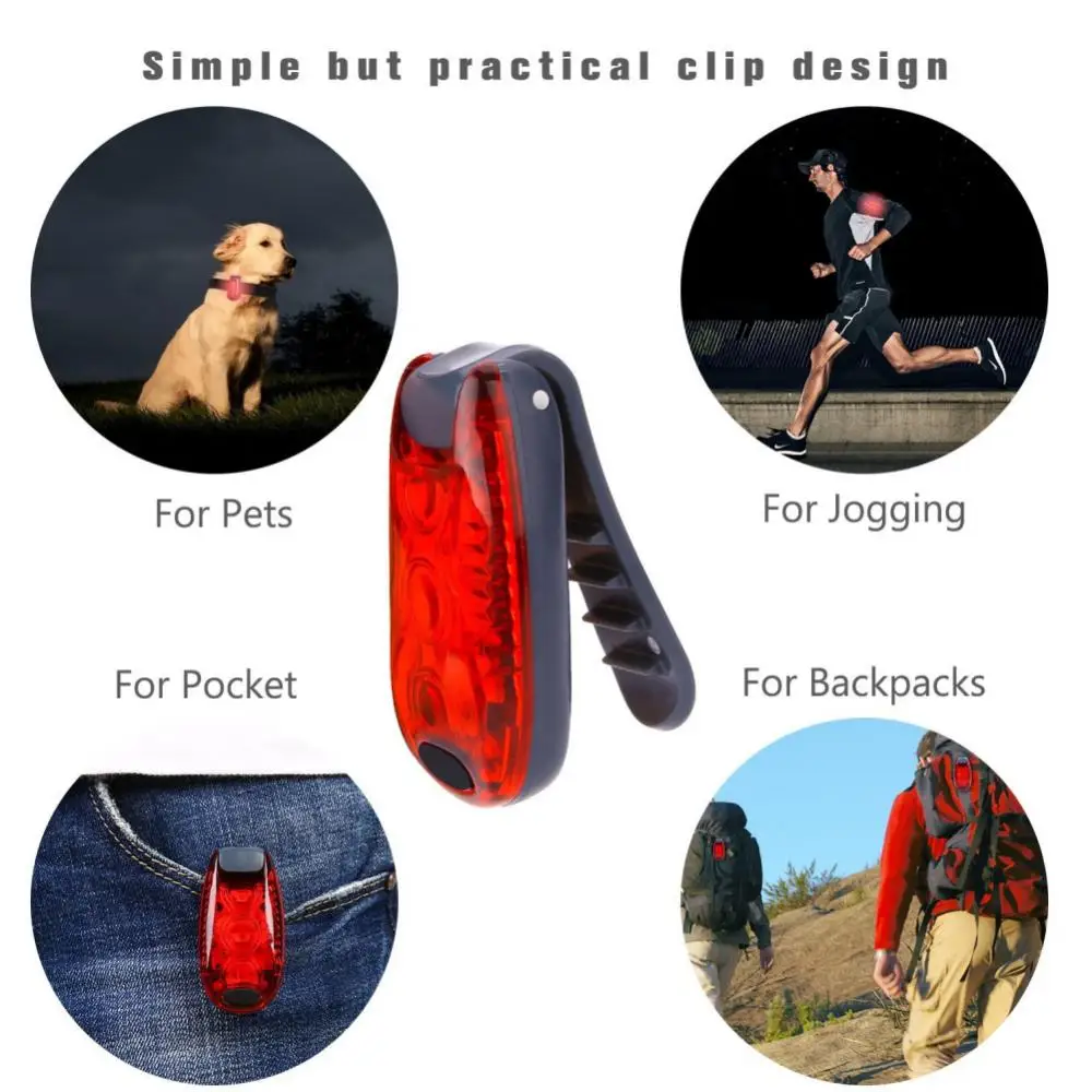 Outdoor Tail Light Multi Functional Running Warning Backpack Clip Lamp Mini Waterproof Built In Button Battery Rear Lamp