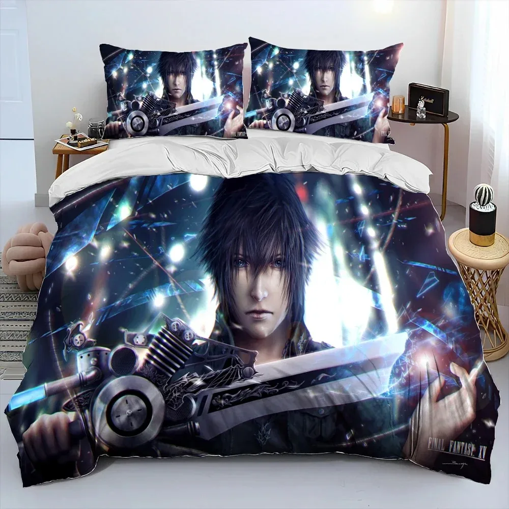 Final Fantasy Series Games Cartoon Comforter Bedding Set,Duvet Cover Bed Set Quilt Cover Pillowcase,king Queen Size Home Textile