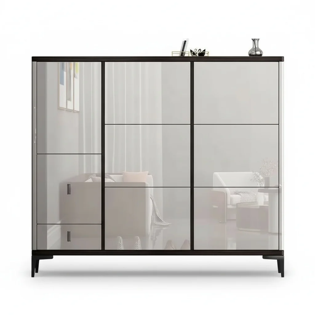 

Ультратонкая тумба для обуви, деревянная полка для обуви в прихожую, органайзер для обуви на 24-35 пар, компактное хранение с откидными секциями, экономия пространства