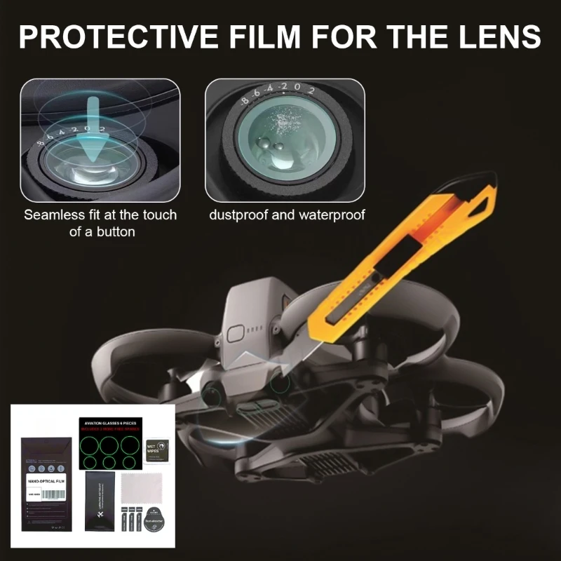 Drones Protective Film Lens Protectors Glass Film Sweat-proof Explosions Proof for Avata 2 with Auxiliary Tool Set