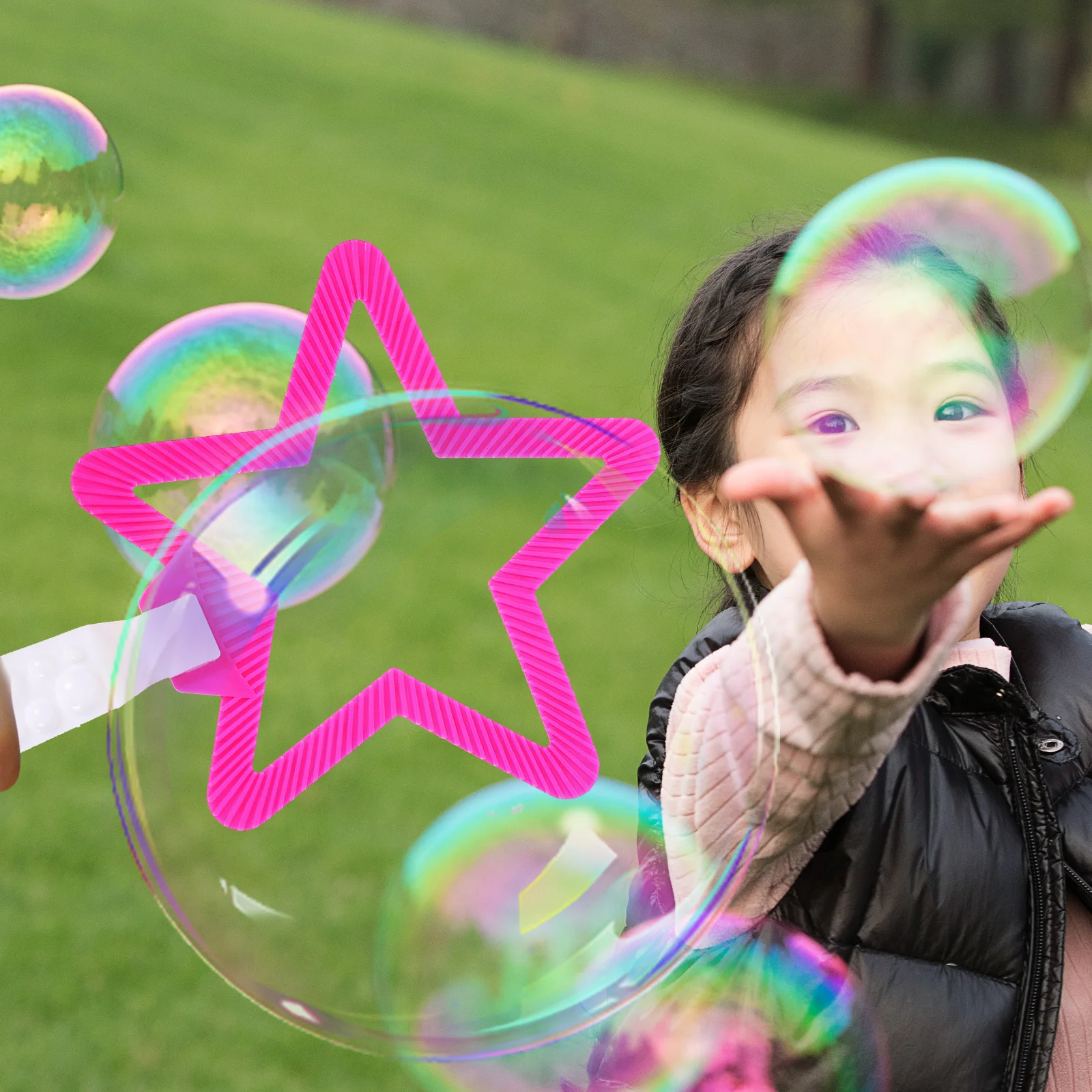 4Pcs Blowing Bubble Maker Set Large Colorful Bubbles Wand for Kids Outdoor Play Park Playground Gift Fun Family Activity