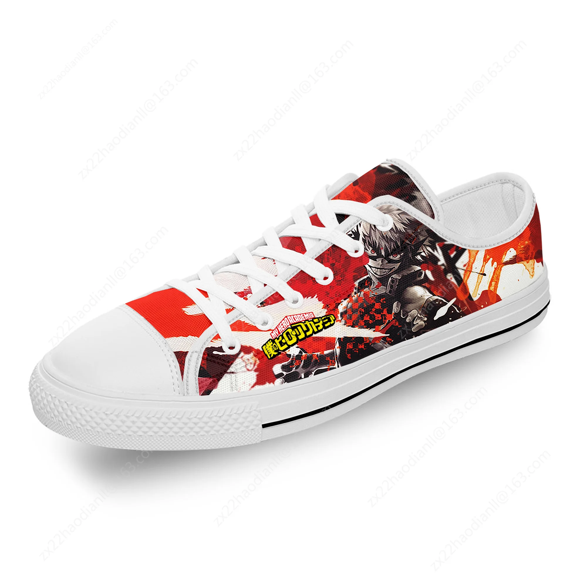 Anime Boku No My Hero Academia Bakugou Katsuki Casual Cloth 3D Print Low Top Fashion Canvas Shoes Men Women Breathable Sneakers