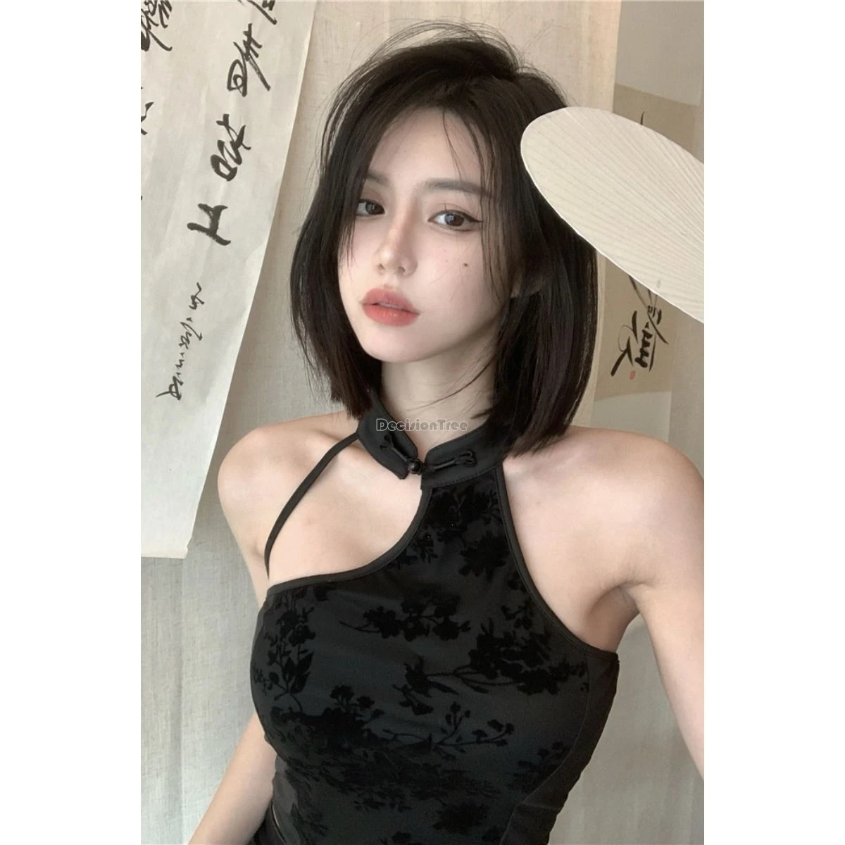 2024 women chinese halter vest female autumn retro national style sexy fashion sleeveless daily base qipao camiosole top w330