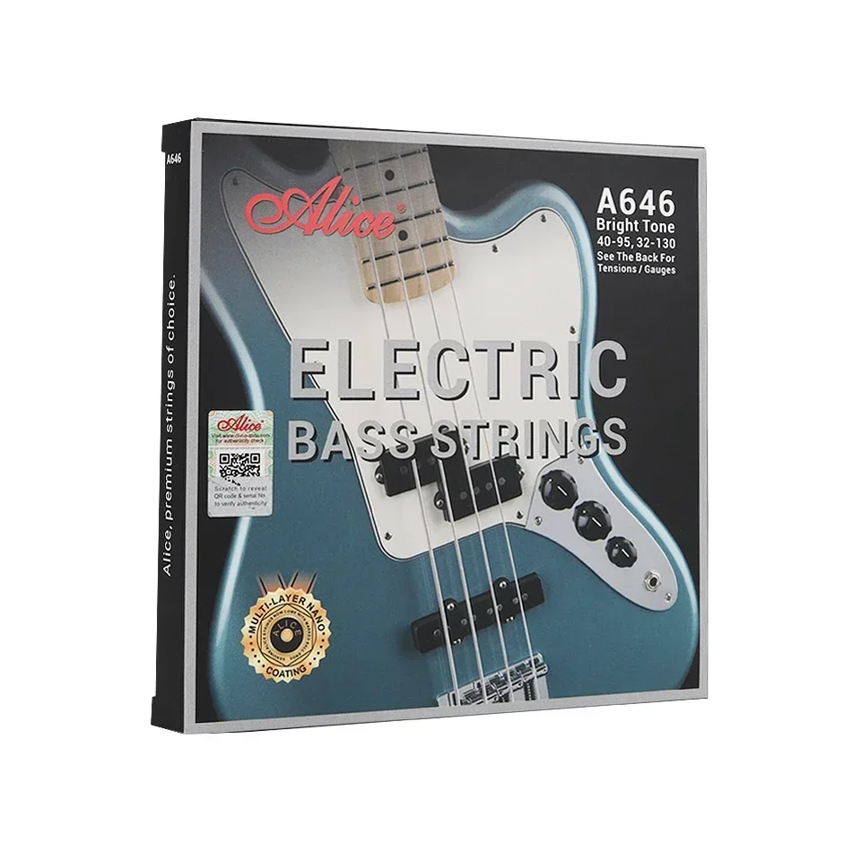 Alice A646 Multi-Nano Coating Electric Bass Strings Set 4 Strings Hexagonal Core White Nickel Alloy Winding 040-95/045-105