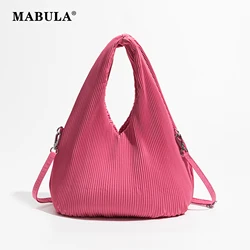 MABULA Mini Triangular Pleated Leather Tote Purse for Women Luxury Brand Designer PU Crossbody Bag Pouch Set Ruched Chic Handbag