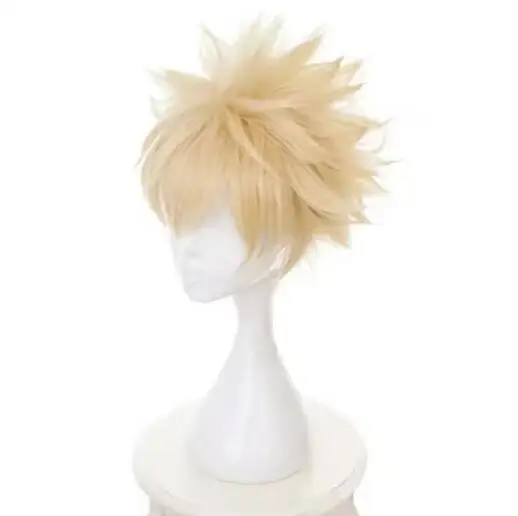 My Hero Academia Baku No Hero Bakugou Katsuki Bakugo Synthetic Wig Short Linen Blonde Heat Resistant Cosplay Costume Anime Wig