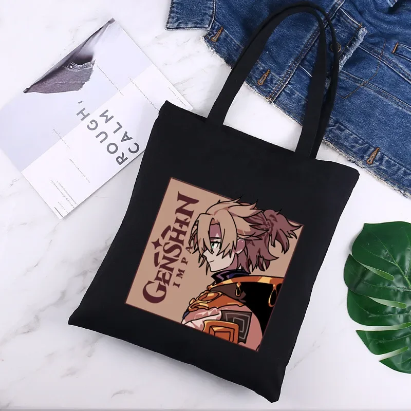 Genshin Impact Hu Tao Game Graphic Cartoon Shopping Canvas Bag Female Girl Tote Eco Harajuku Shopper Shoulder Bags,Drop Ship