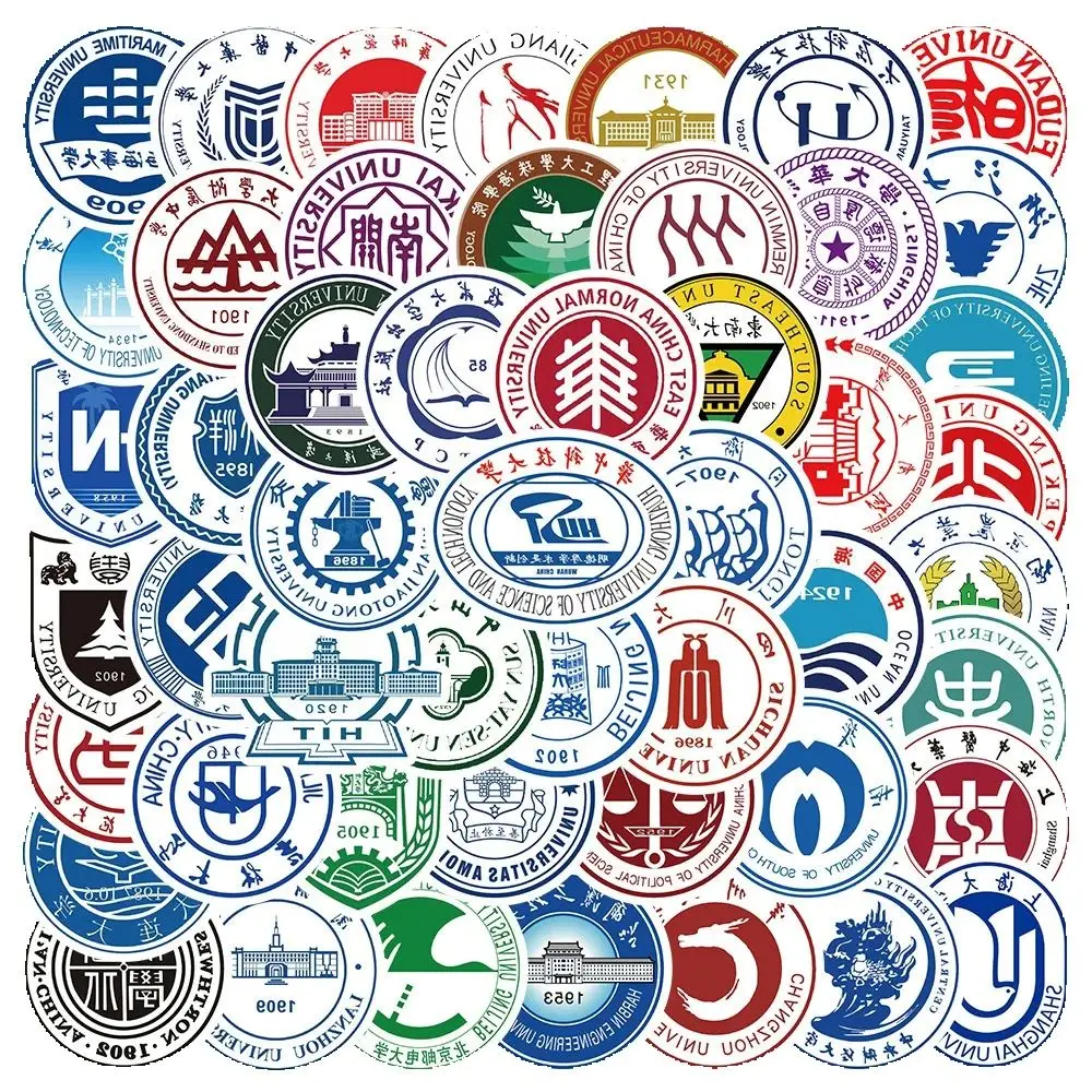 50 SZTUK Popularnych Chińskich Naklejek z Logo Uniwersytetu na Laptopa iPad Dziennik Kubek Wodoodporna Naklejka