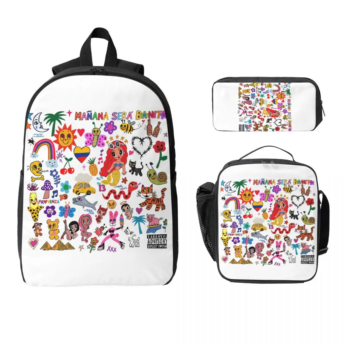 

Karol G Manana Sera Bonito Backpack Student Boy Girl BookBag School Bag Laptop Shoulder Bags 3ps Insulated Lunch Bag Pencil Case