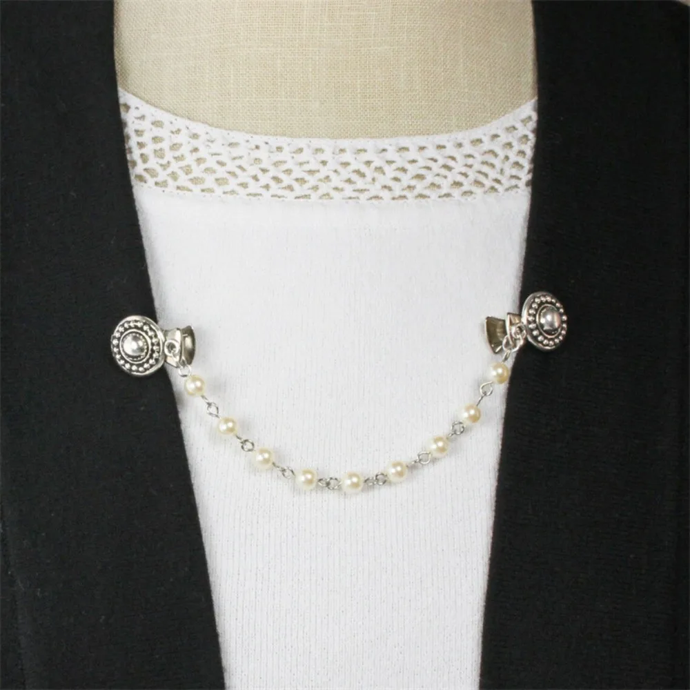 3Pcs Women Cloak Brooch Pin Jewelry Sweater clip Pointed clip Chain Cardigan Clip Waist clip