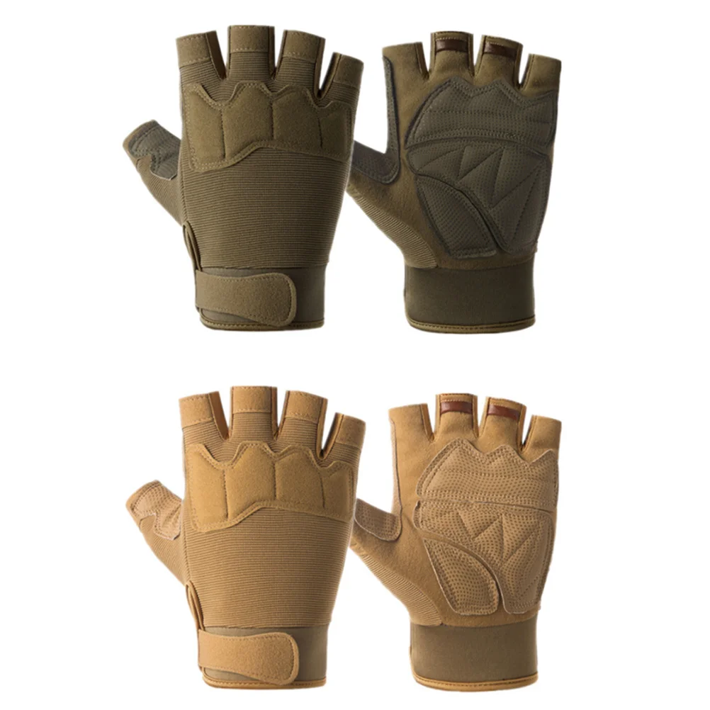زوج واحد من قفازات نصف أصابع غير قابلة للانزلاق لركوب الدراجات واللياقة البدنية وصالة الألعاب الرياضية ودراجة الطرق قابلة للتنفس ومريحة ومضادة للرجال باللون البني #2