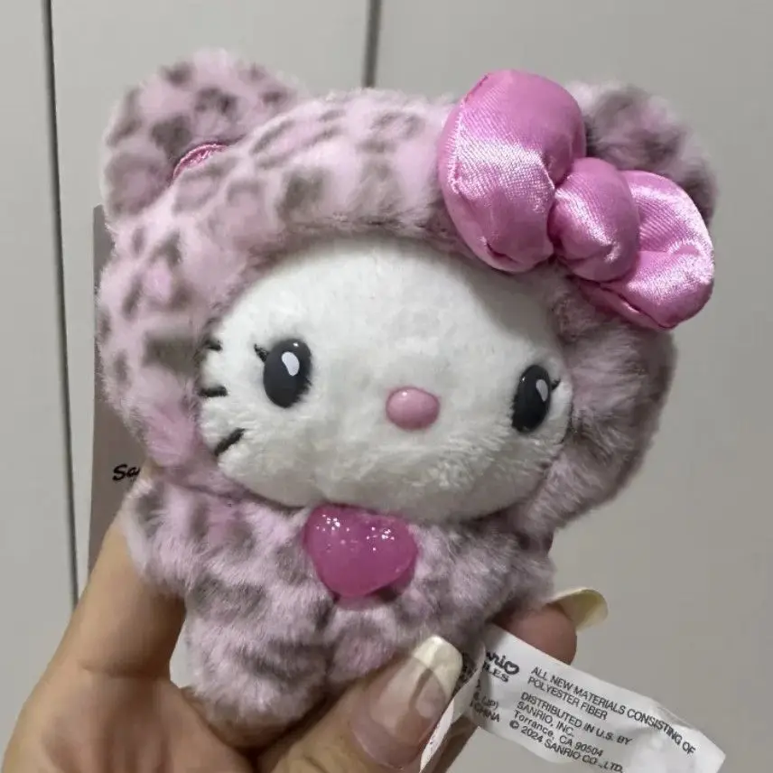 High Quality Sanrio Character Peripheral Leopard Print Bear Series Hello Kitty Plush Pendant Bag Decoration Children\'S Gift