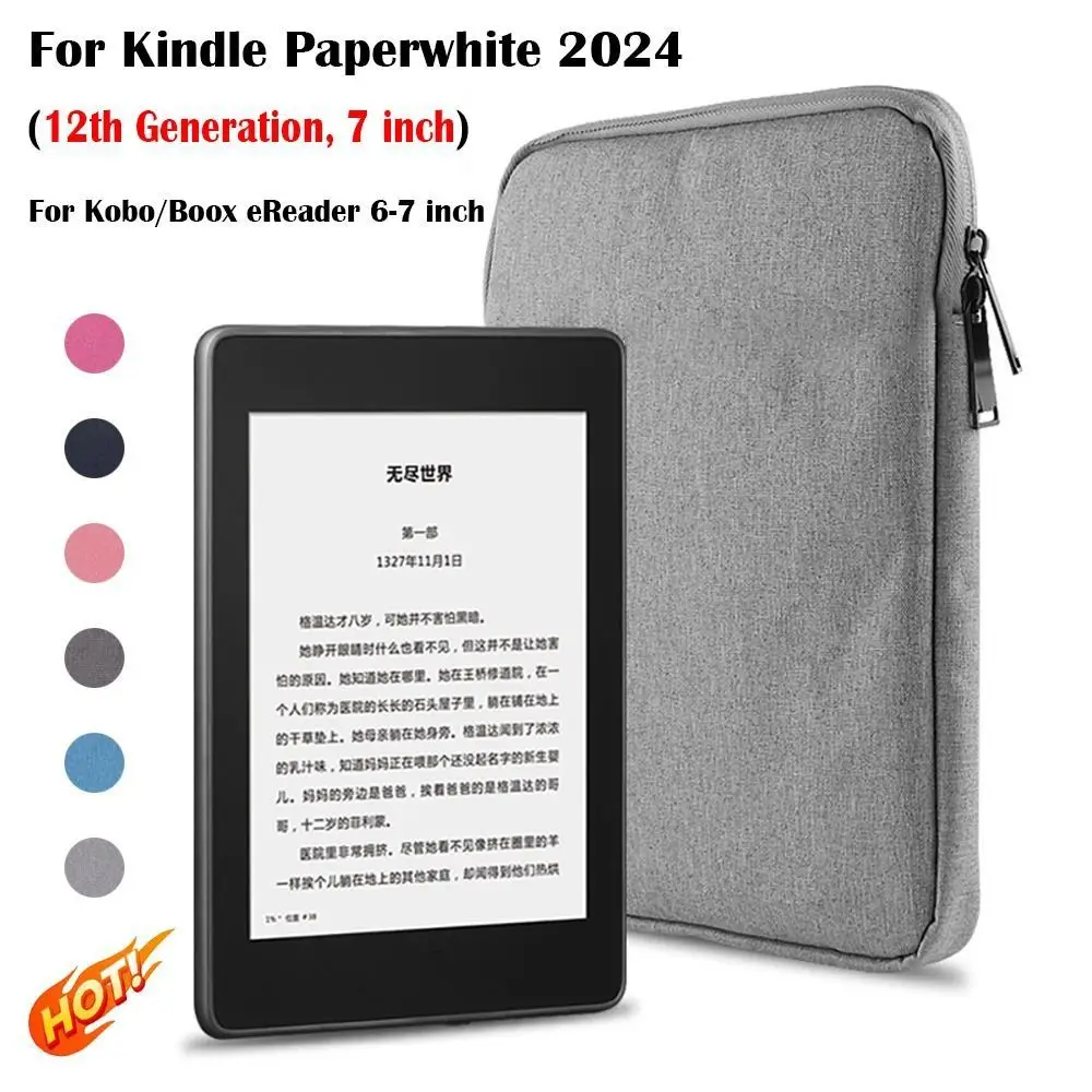 12th Generation 6-7inch eReader Sleeve Case High-capacity Shockproof C2V2L3 Insert Pouch for Kobo/Boox/Kindle Paperwhite 2024